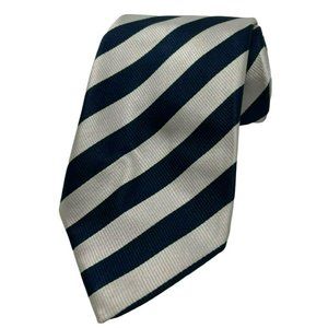 Canali 100% Silk Blue and White Striped Tie Made in Italy 57" Length